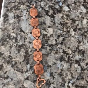 Sunrise Artisan Repousse Zuni Sunface Bracelet Link Rolled Copper Kokopelli
